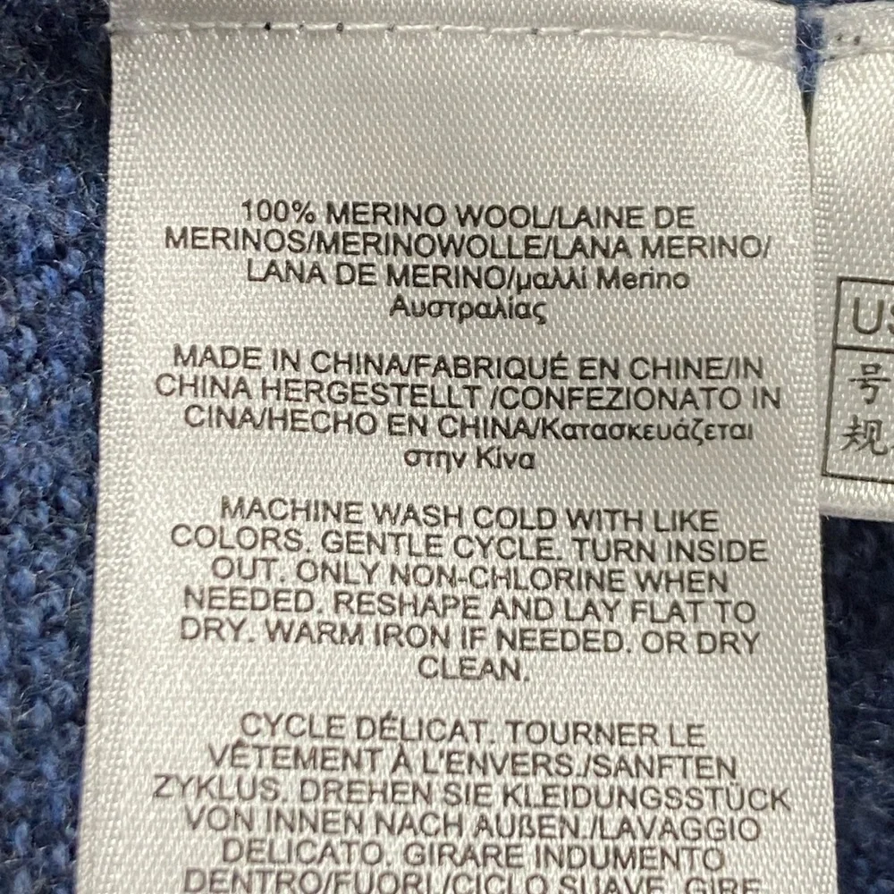 Brooks Brothers Extra Fine Merino Wool Sweater Mens Large Blue Quarter ¼ Zip